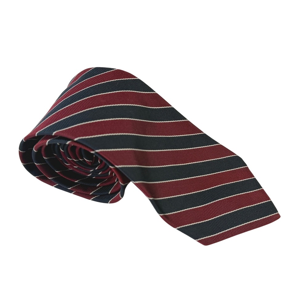 Brooks Brothers Makers Silk Tie Burgundy Navy Blue White Rep Stripe Made in USA